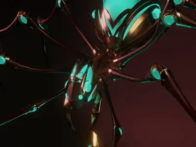 Mechanical Spider Low-poly 3D model