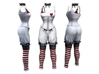Heart Bloomers and Leggings Outfit Low-poly 3D model