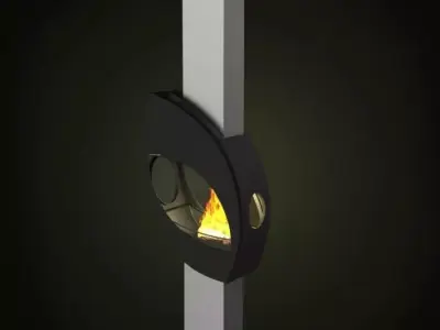 Modern Glass And Metal Fireplace 3D model