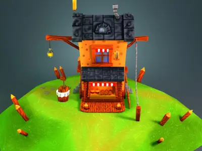 Hand Painted Stylized Bakery  Low-poly 3D model