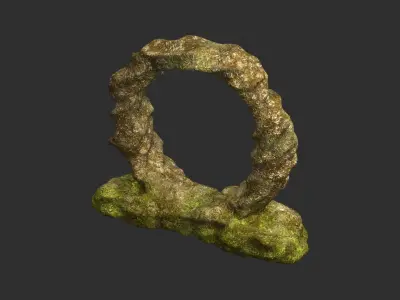 Stone Portal 1 - Moss Low-poly 3D model