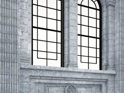Architectural detail of the facade 3D model