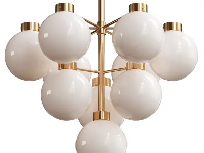  Marra Unlacquered Brass Tiered Pendant Light with Milky  3D model