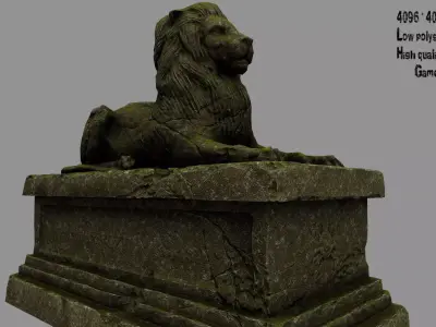 Lion Statue 27 Low-poly 3D model