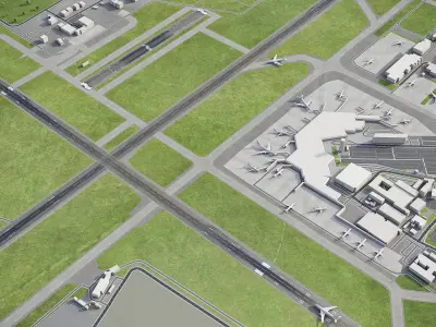 Christchurch Airport Low-poly 3D model