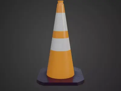 Traffic Cone Low-poly 3D model 9