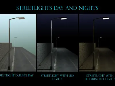 3D street light basic fixture Low-poly 3D model