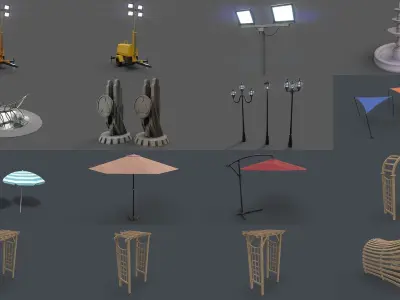 PBR Street Park Pergola Gazebo - Mega Pack