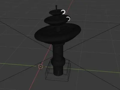 fountain with water on top Low-poly 3D model