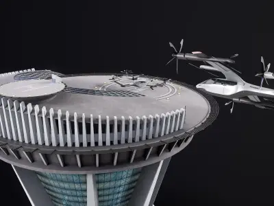  Hyundai Uber Flying Taxi Rigged With The Landing Pad Tower 