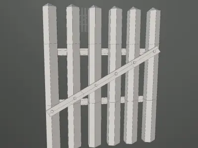 Medieval Wood Fence 02 Low-poly 3D model