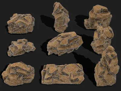 Mountain desert Rocks - PBR Pack 05 Low-poly 3D model