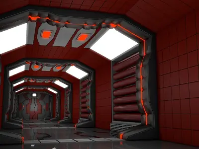 Sci Fi Corridor  3D model 6