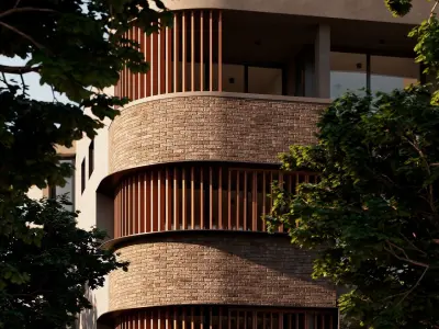 Residential Building Exterior Scene 3D model