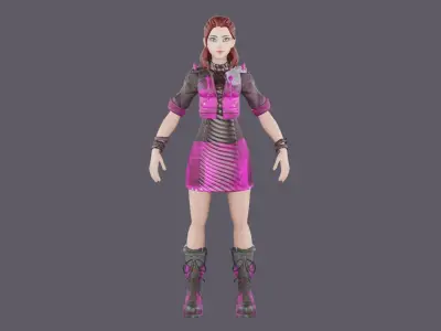 Cyber Cute Girl Low-poly 3D model