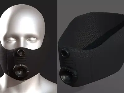 Gas mask helmet 3d model scifi Low-poly  Low-poly 3D model