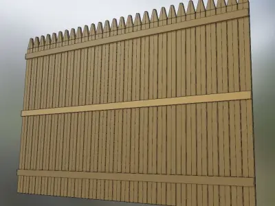 Spruce Fence  Low-poly 3D model