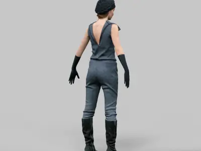 Futuristic girl Rigged Low-poly 3D model
