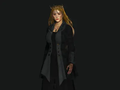 3D MEDIEVAL HUMAN RIGGED CHARACTER - BEAUTIFUL QUEEN PRINCESS 01 Low-poly 3D model
