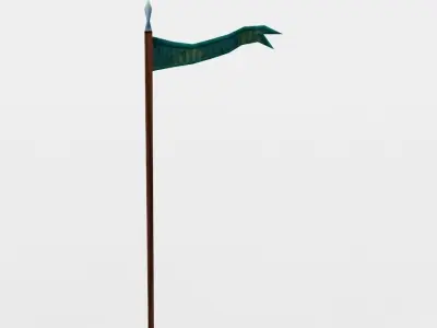 Green flag Low-poly 3D model