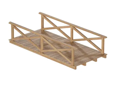 Wooden plank arch bridge 3D model