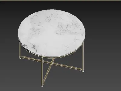 Conference table round Alisma white marble 3D model
