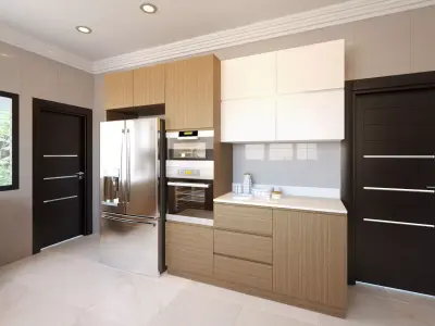 kitchen interior scene  Low-poly 3D model