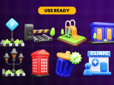 Public Facilities 3D Icon Pack 3D model