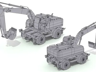 Construction Vehicles Pack Low-poly 3D model