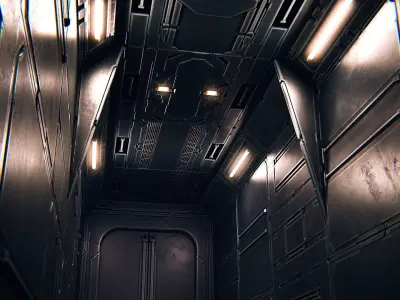 Sci-Fi Corridor PBR 3D model