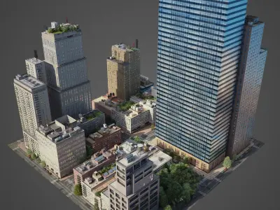 Realistic City District C17-A29 3D model