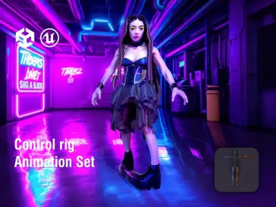 Cybergoth Dancer with Neon Accents Low-poly 3D model