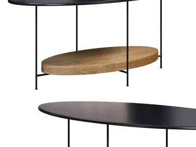 Modern Black Natural Coffee Table By Homary 3D model