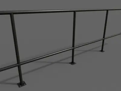 PBR Pedestrian Guard Rail Black V5 Low-poly 3D model