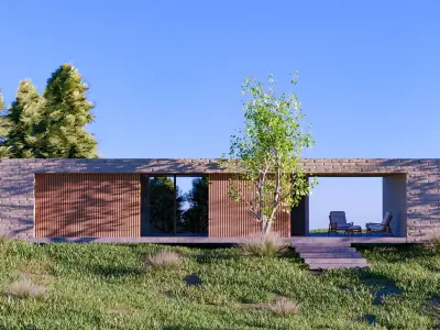 MOUNTAIN HOUSE WITH REALISTIC GRASS Low-poly 3D model