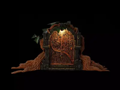 Stylized door gateway Low-poly 3D model