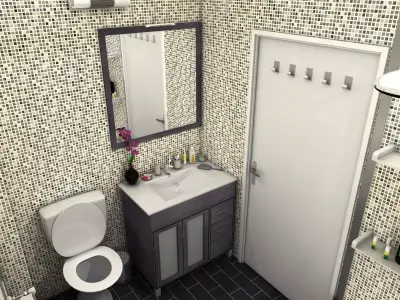 Bathroom with tiled walls 3D model
