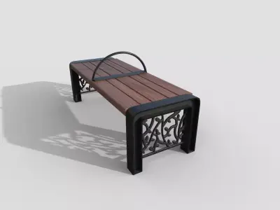 Korean roadside bench chair Low-poly 3D model