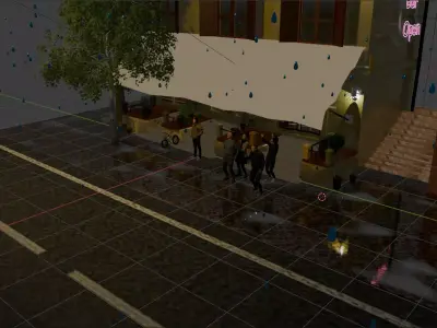 Blender Midnight Street View Low-poly 3D model