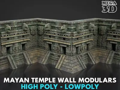 Mayan Temple Wall Modulars 07 250726 Low-poly 3D model