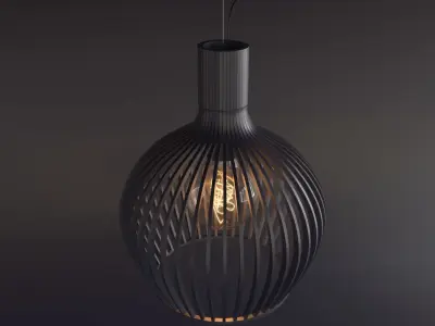Wooden hanging lamp 3D model