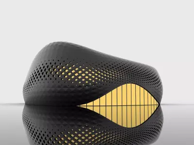 Organic architectural building with parametric openings Low-poly 3D model