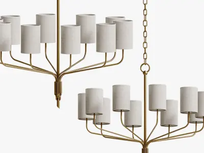 Juniper Textured Gold Leaf Chandelier by Troy Lighting 3D model