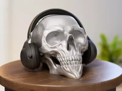 Skull Headphone Stand  Cyborg Headset Stand 3D print model