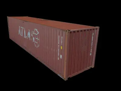 Red Shipping Container Low-poly 3D model