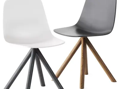 Maarten Plastic Swivel Wooden Base by Viccarbe 3D model