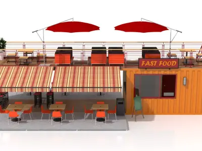 Shipping Container Fast Food 3D model