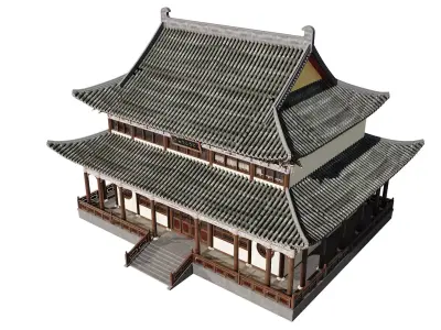 Japanese Temple Hall 3D model