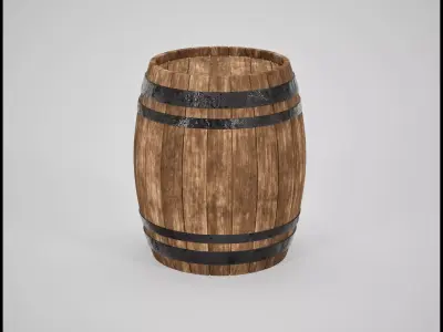 Wooden Barrel Game Ready 3D Asset Low-poly 3D model