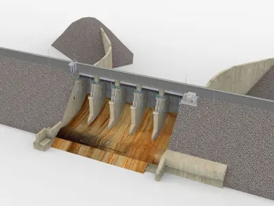 Wivenhoe Dam Low-poly 3D model